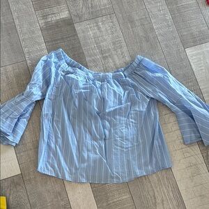 Blue Striped Off-Shoulder Top